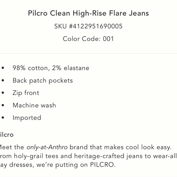 Pilcro Black Denim Pants-Anthropologie 33T - Picture 6 of 7
